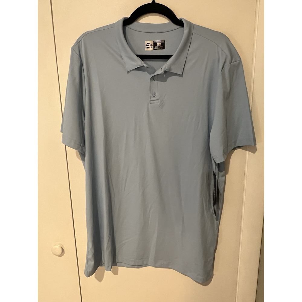 Men's RBX Performance‎ Light Blue Short Sleeve Polo Shirt Size Large Soft